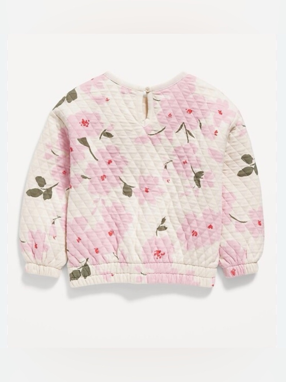 Old Navy Toddler Girls Printed Crew-Neck Quilted Sweatshirt cream florals 3T